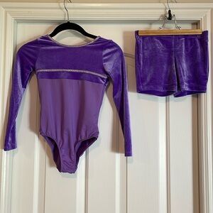 Like new Danskin long sleeve Leotard and Shorts